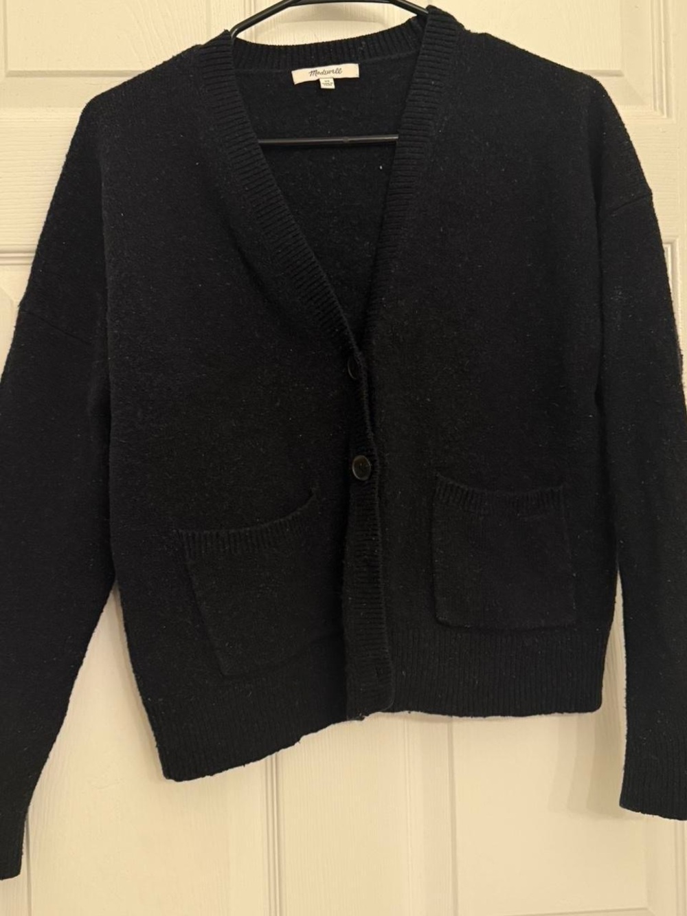 Madewell Black V‑Neck Button Pocket Cardigan